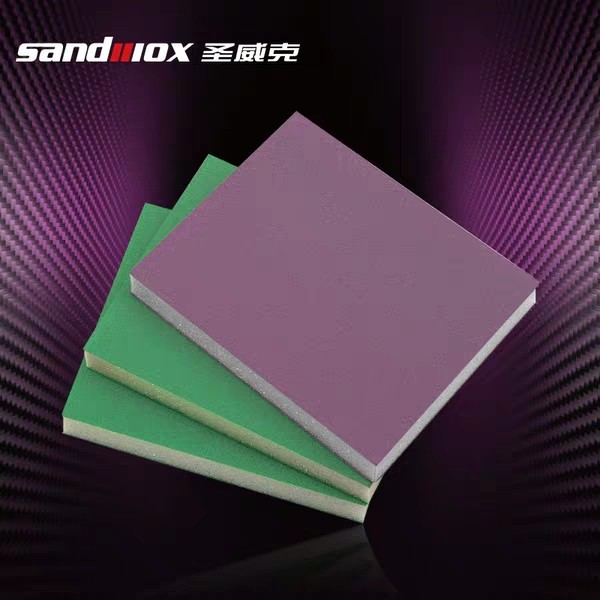 Sandwox圣威克双面海绵砂块家具汽车打磨海绵抛光块海绵磨块5片装