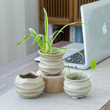 中式多肉花盆粗陶复古透气盆栽器皿陶瓷素烧简约植物容器家居园艺