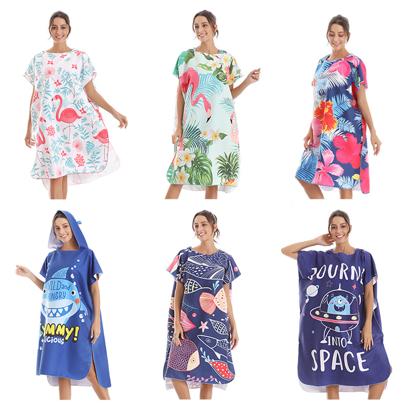 wholesale customized adult outdoors move Quick drying change clothing Bathrobe Bath towel Seaside adult Sandy beach on vacation Swimming Bathrobe