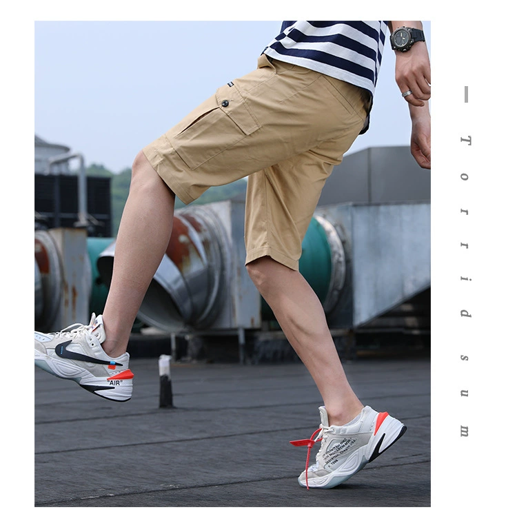 casual shorts Khaki Shorts Men Summer Cargo Shorts Elastic Waist Pure Cotton Shorts Male Bermudas Summer Fashion Clothing Street Wear New mens casual summer shorts