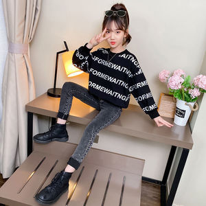 女童套装超洋气秋装2020新款儿童网红女孩宽松卫衣两件套中大童潮