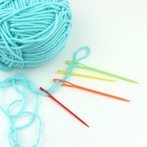 Colored plastic sewing needles, hand sewing needles, large eye knitting needles, children's safety needles, DIY knitting, factory direct sales
