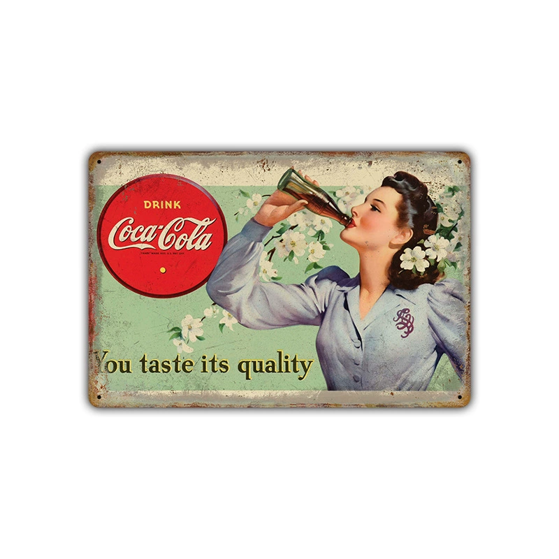 Безрамочная металлическая вывеска (Coca-Cola) ретро рекламный плакат, 20×30 см, винтажное декоративное украшение