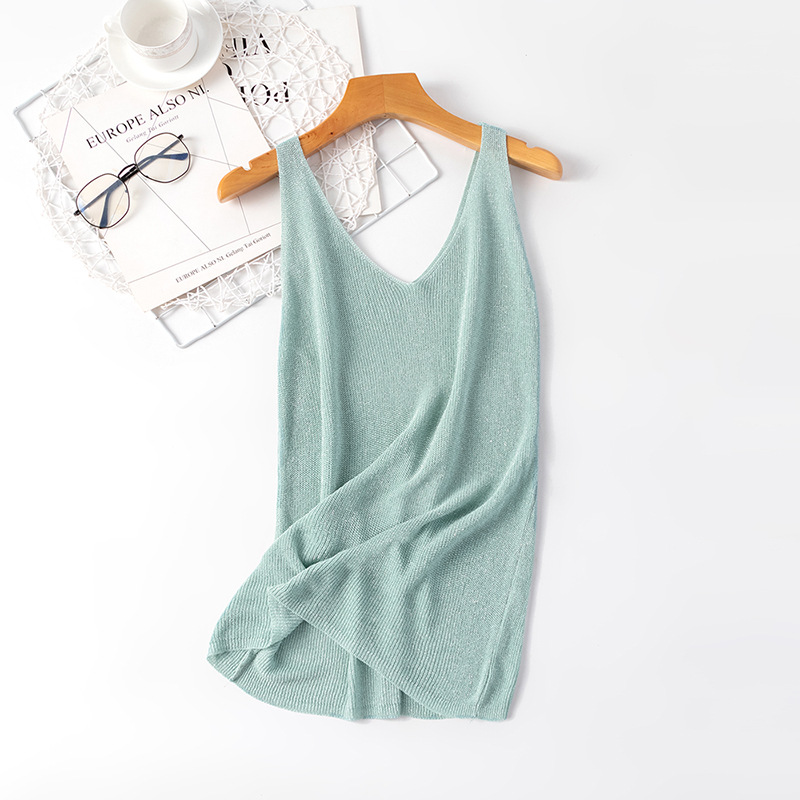 knit Fabric Type Wholesale Women's Casual Simple Style Solid Color Bright Line Tank Tops