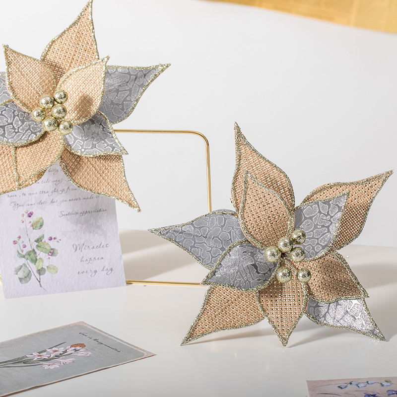 26cm lino flores de Navidad ingeniería de bodas hotel decoración del centro comercial caña árbol de Navidad flores falsas flores al por mayor