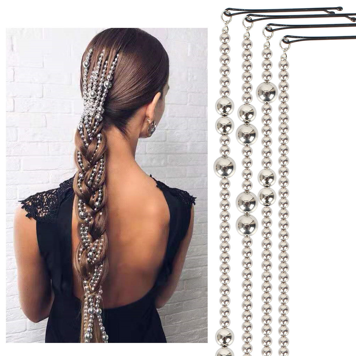 Fashion U Shape Artificial Pearl Plating Hair Clip 1 Piece1