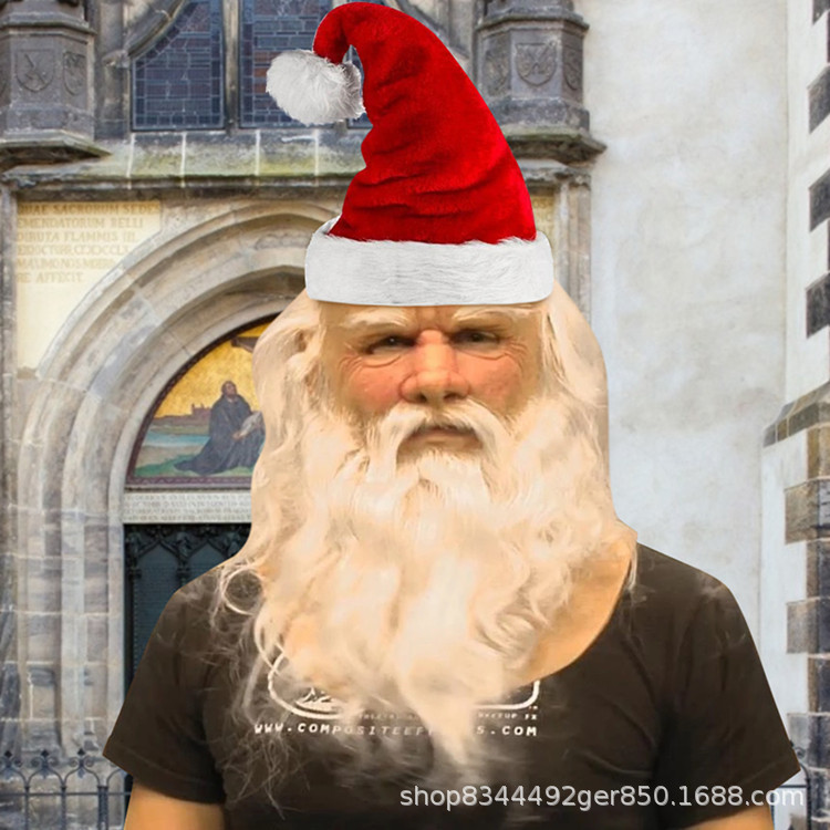 Santa Claus máscara Santa Claus peluca barba viejo hombre máscara Divertida máscara de Halloween