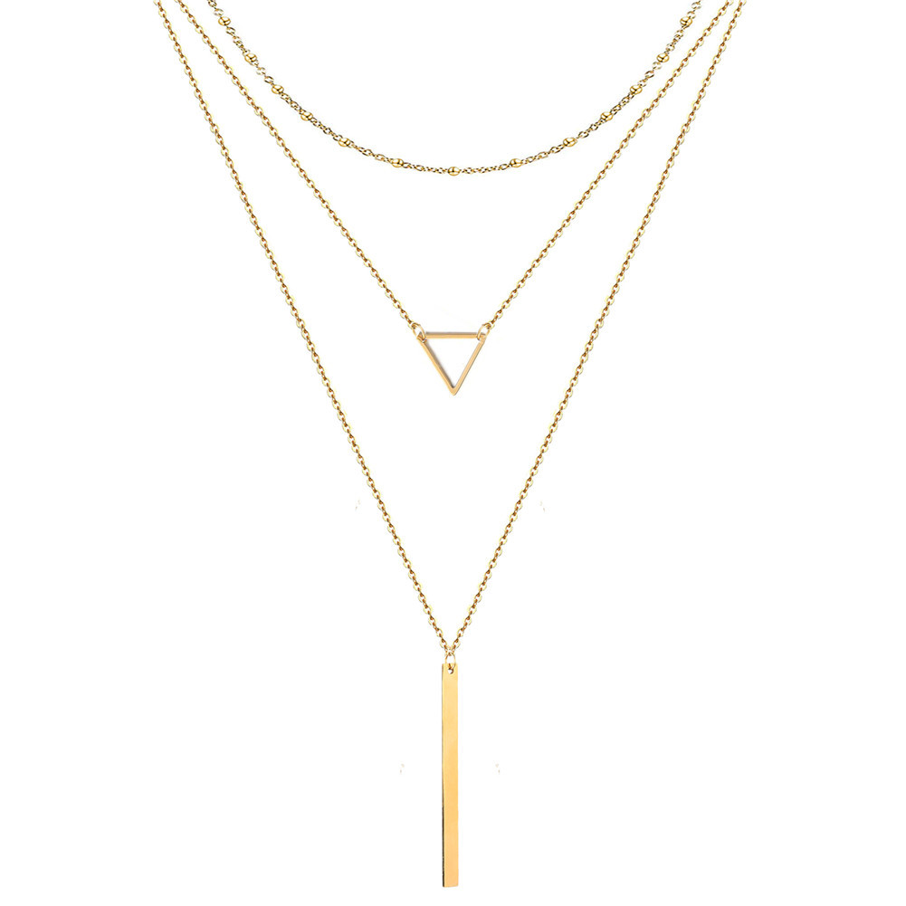 Streetwear Geometric Stainless Steel Layered Necklaces display picture 3