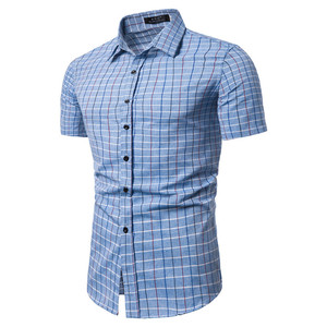Plaid short sleeve shirt men’s summer casual fashion shirt