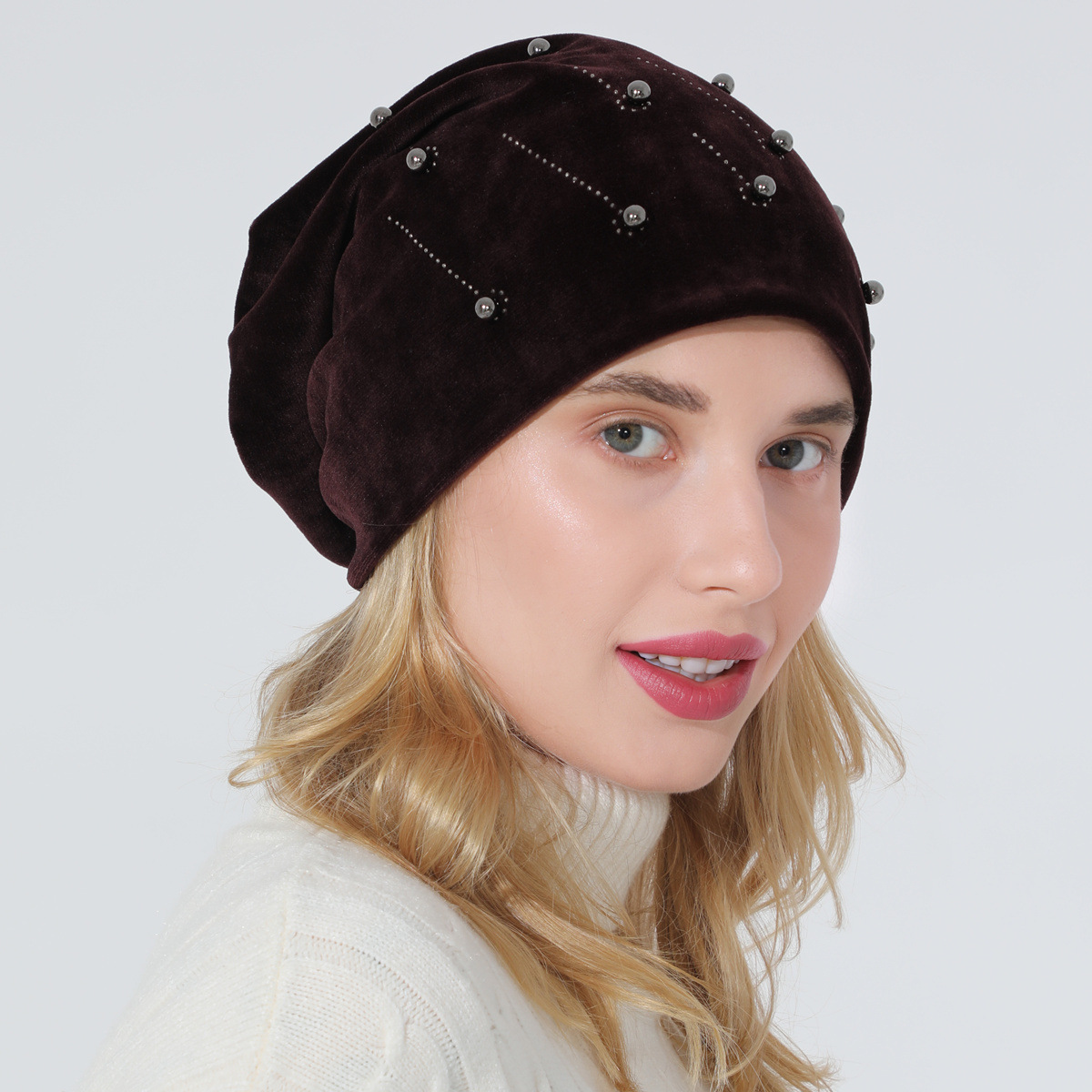 Damen Moonlight Hut Für Herbst Winter Samt Mit Strassbesatz_voghion.com