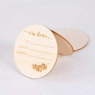 DIY木制激光切割圆形几何木片木制品宝宝生日纪念卡道具挂件可定
