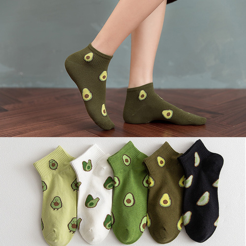 Socks for women spring new product avocado Japanese fruit socks women's breathable cotton ins trendy women's socks manufacturer wholesale