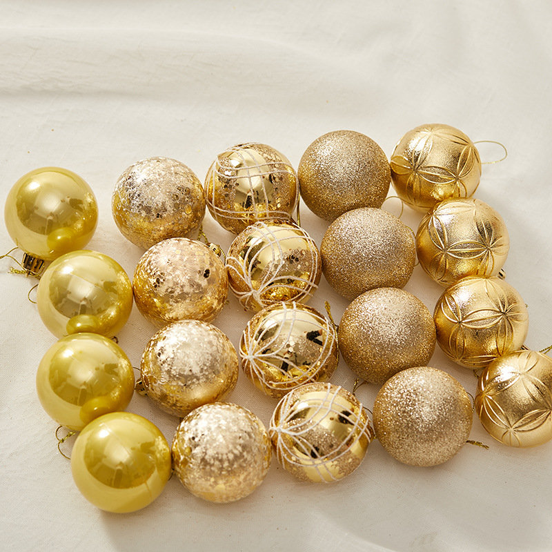 Caja de regalo pintada de 6cm bola de Navidad champán dorado naranja bronce pintado a mano bola techo colgante de decoración