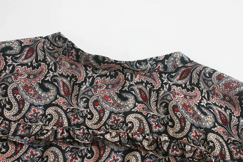 autumn print cross v-neck mini dress NSAM3542