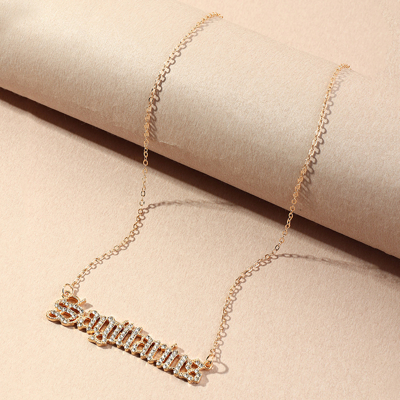 fashion  retro  diamond twelve constellation necklace