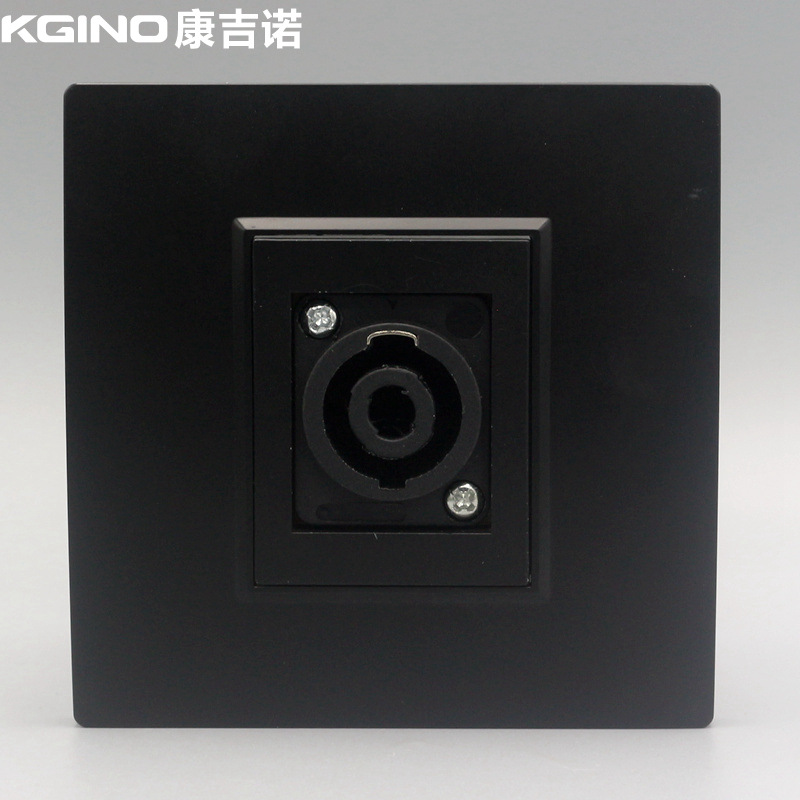 86型多媒体面板黑色大四芯舞台音响面板欧姆头音箱大功率音响插座