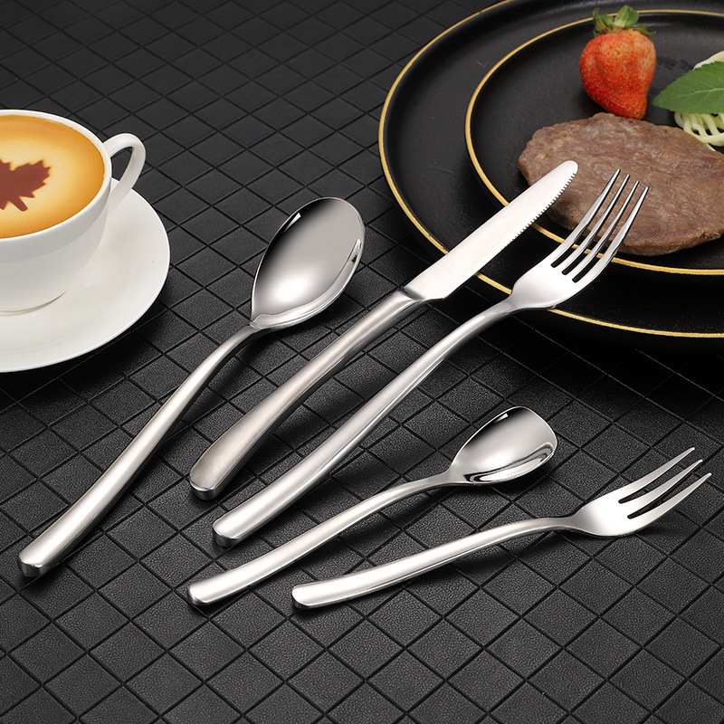 High-end French stainless steel Moonlight tableware suit knife and fork round spoon thickened Western tableware steak knife dessert spoon Fork High-end French stainless steel Moonlight tableware suit knife and fork round spoon thickened Western tableware steak knife dessert spoon Fork