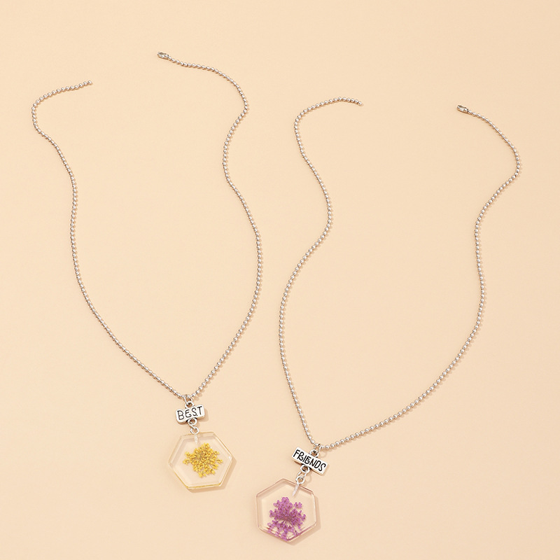 New Dried Flower Transparent Acrylic Geometric Resin Fruit Pendant Necklace Wholesale display picture 1