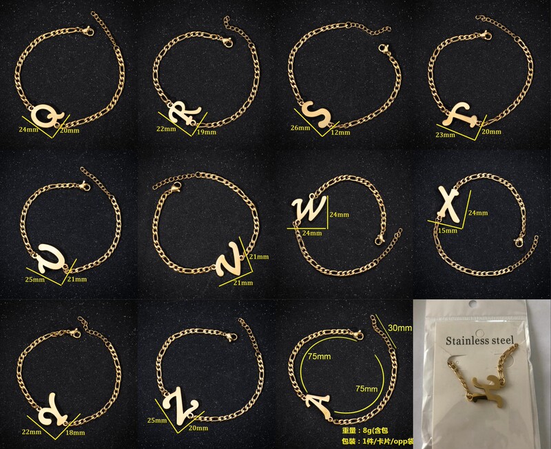 2020 foreign trade New pendant stainless steel 26 English letters bracelet cross-border girlfriends birthday party bracelet