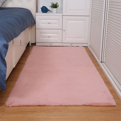 北欧ins长方形白色长毛绒卧室床边地垫客厅茶几地毯定制满铺地毯