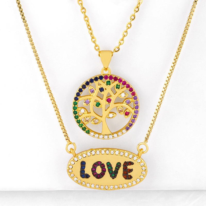 Cross-border New Accessories Love Necklace Diamond Pendant Life Tree Necklace Couple 520 Necklace Wholesale Nkq72 display picture 2