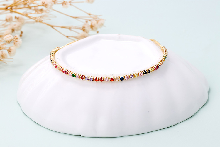 Simple single row multicolor zircon copper bracelet