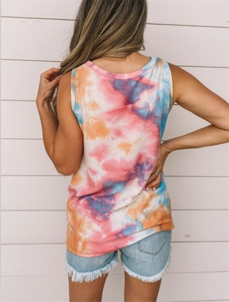 Tie-Dye Round Neck Twist Vest NSYHY106882