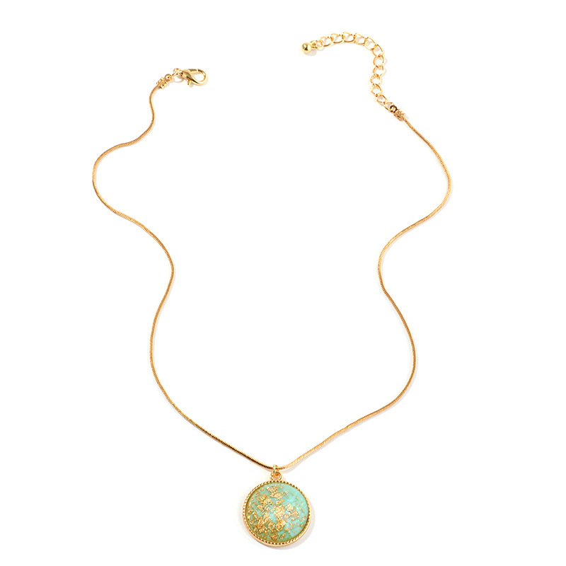 New Fashion Gold Leaf Pendant Retro Color Hemisphere Necklace Wholesale display picture 10