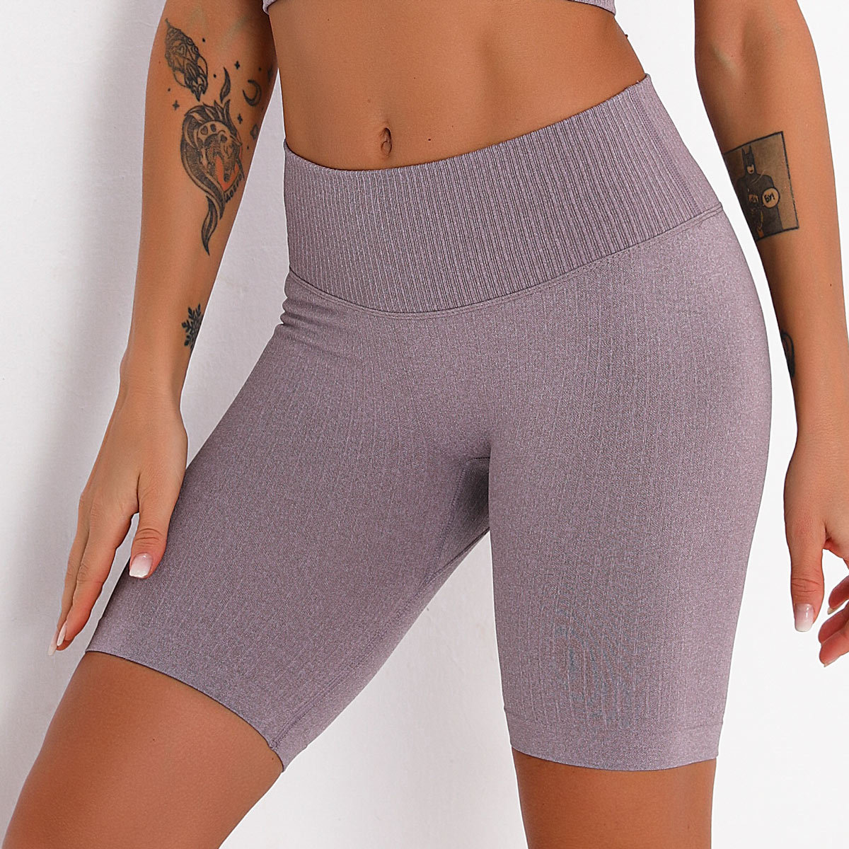 seamless striped quick-drying sports yoga shorts NSLX18355
