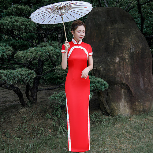 Chinese Dress Qipao for women Retro cheongsam red short cheongsam skirt dress