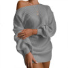 Casual off shoulder Lantern Sleeve knitted wool dress