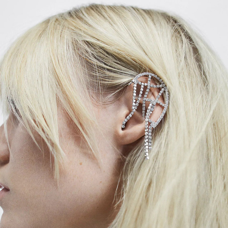 Asymmetrical Rhinestone Long Tassel Creative Fashion Earrings display picture 1