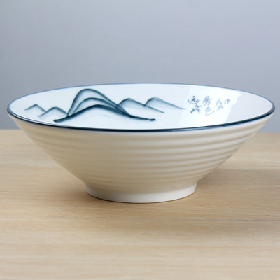 陶瓷拉面碗汤碗商用中式日式斗笠碗麻辣烫大碗汤碗高脚面碗沙拉碗|ms