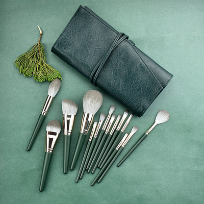 新款14支綠雲化妝刷套裝滄州超柔軟眼影粉底刷初學者全套美妝工具