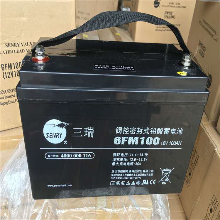 蓄电池12V100AH蓄电池三瑞UPS三瑞泰尔三年可开