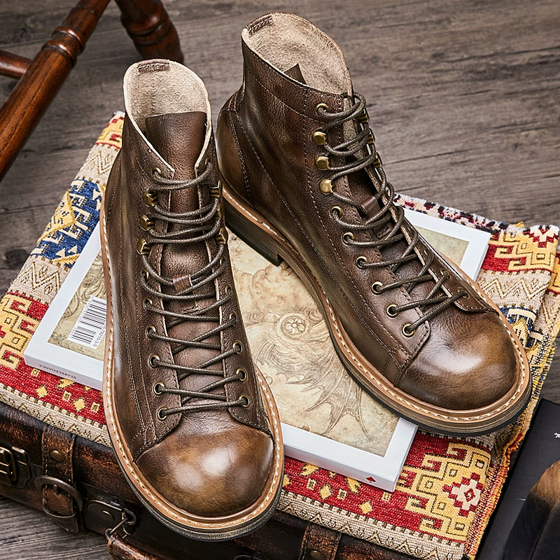 Ботинки Martin в британском стиле из натуральной кожи, мужские короткие ботинки, кожаная обувь, модные Винтажные ботинки, мужские ботинки из воловьей кожи, рабочая одежда с большой головой, ботинки на флисовой подкладке