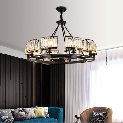 美式新中式轻奢后现代吊灯圆形客厅水晶灯大气北欧酒店别墅大堂灯|ms