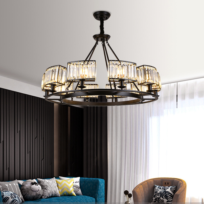 美式新中式轻奢后现代吊灯圆形客厅水晶灯大气北欧酒店别墅大堂灯|ms
