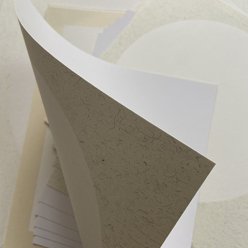 Manufacturer wholesale handmade half-cooked rice paper lens mirror round antique color linen paper blank painting fan cardboard