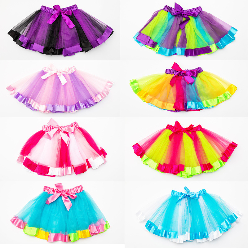European and American gauze rainbow tutu skirt children's tutu bust princess skirt rainbow tutu skirt baby dress