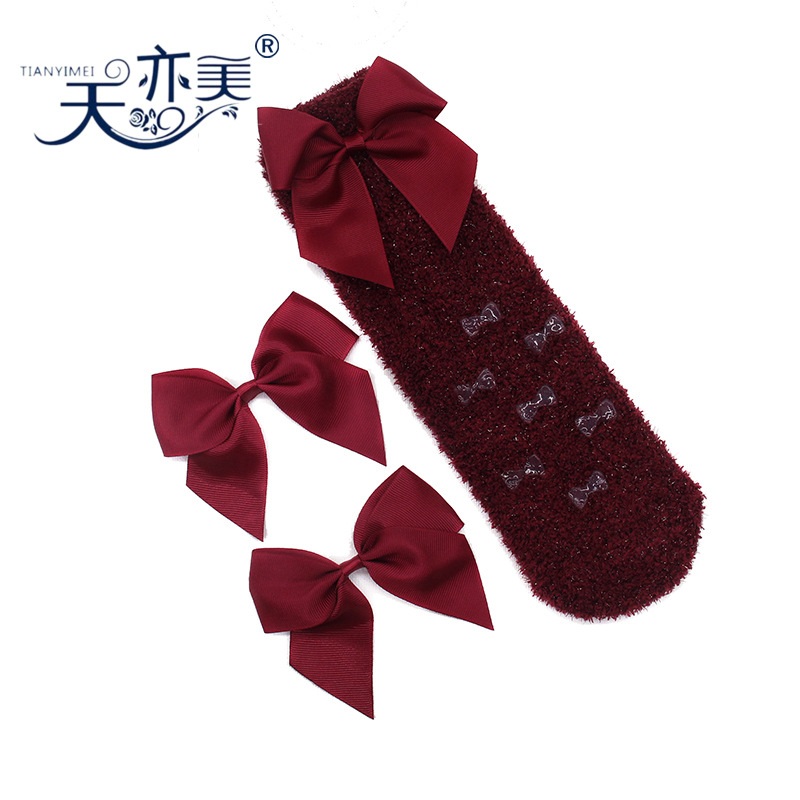 Otoño e invierno calcetines embalaje decorativo arco 4cm hilo rojo cinturón hecho a mano arco accesorios pequeña flor