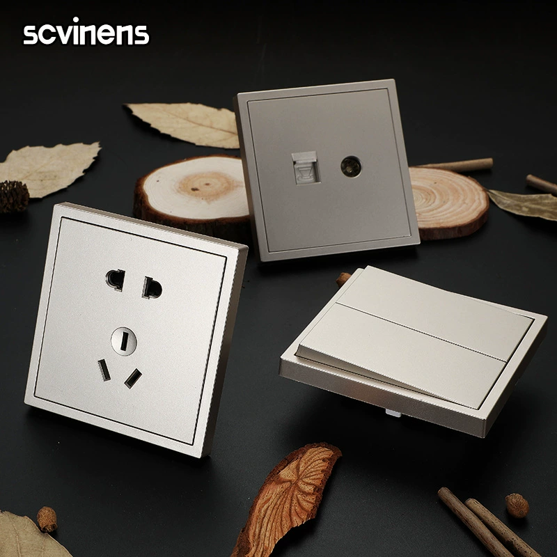 Concealed champagne gold two-three 5-hole wall switch socket 86 USB type USB with double children's lock one-open five-hole socket customized