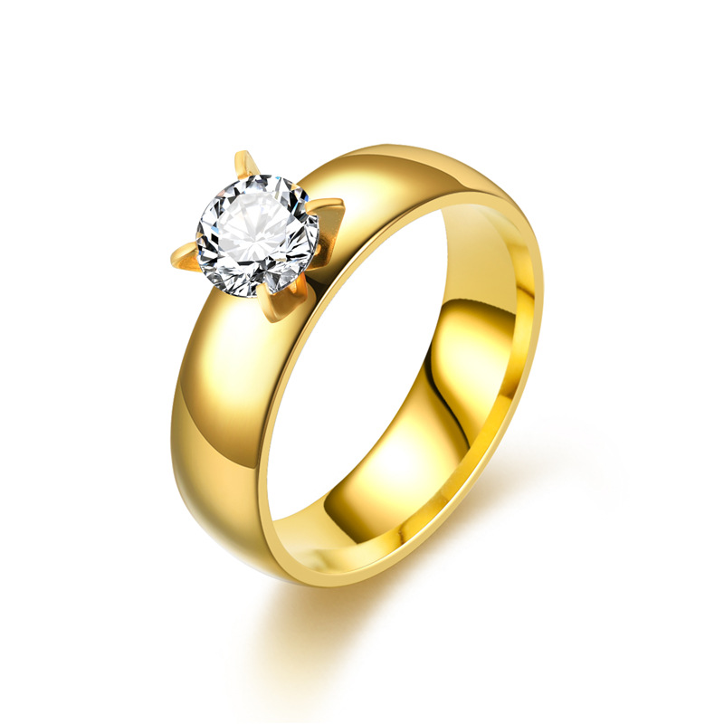 Venta Al Por Mayor De Moda Zircon 18k Oro Titanio Acero Anillo Nihaojewelry display picture 4