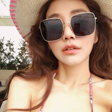 墨镜女潮2021韩版新款夏太阳镜男士方框大脸圆显瘦遮阳金属眼镜