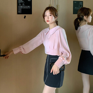 打底衫女2020洋气春款大码纯色韩版宽松百搭小衫女士长袖仙气上衣