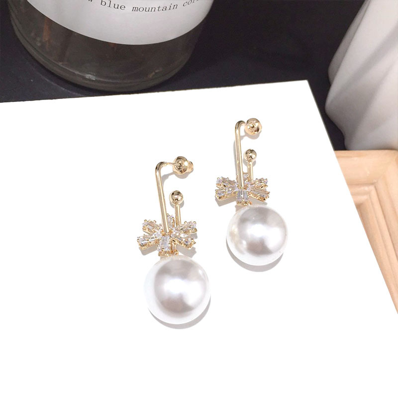 Boucles D&#39;oreilles Aiguille Argent Cristal Perle display picture 3