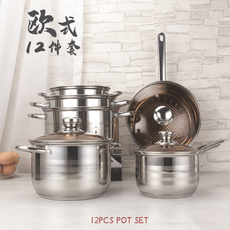 Export 12pcs stainless steel cookware se...