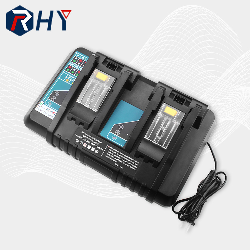 RHYはMKマキタ14.4V〜18Vリチウム電池充電器7Aデュアル充電急速充電DC18RCT充電に適しています。