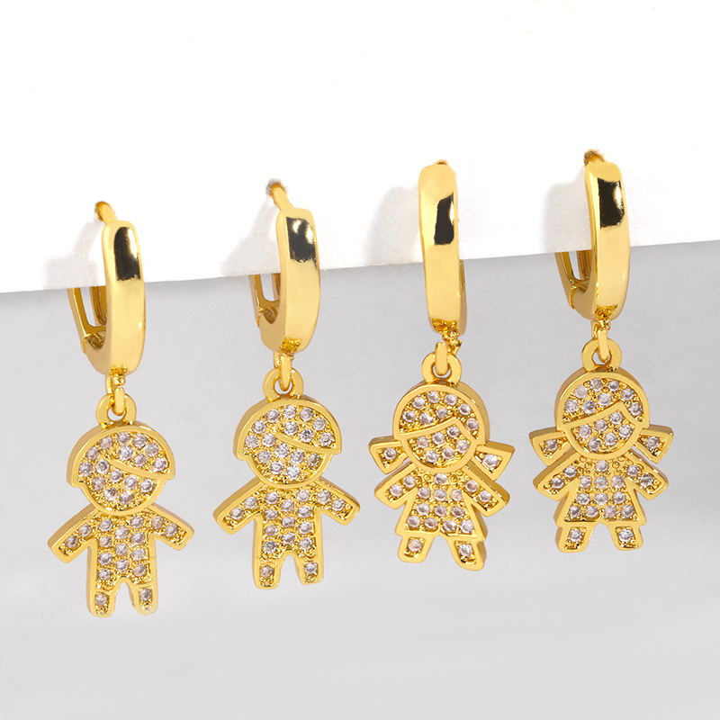 Créatif Boucles D&#39;oreilles Personnalité Explosion Modèles Japonais Et Coréen Boucles D&#39;oreilles Zircon Diamant Dessin Animé Personnage Boucles D&#39;oreilles En Gros Nihaojewelry display picture 3