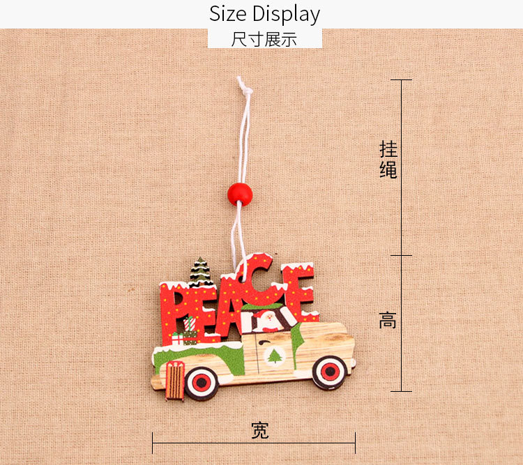 New Christmas Painted Wooden Small Pendant Christmas Decorations Christmas Tree Colorful Elderly Car Pattern Pendantpicture2